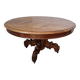 Round walnut table in solid wood, Napoleon III style with extensions - for 14 settings.