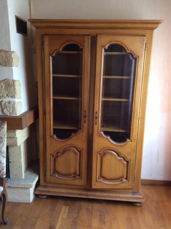 Solid wood bookcase 2 doors