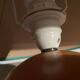 Lampe boule en bois années 80
