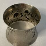 Art Nouveau round silver towel decoration of flowers around 1900