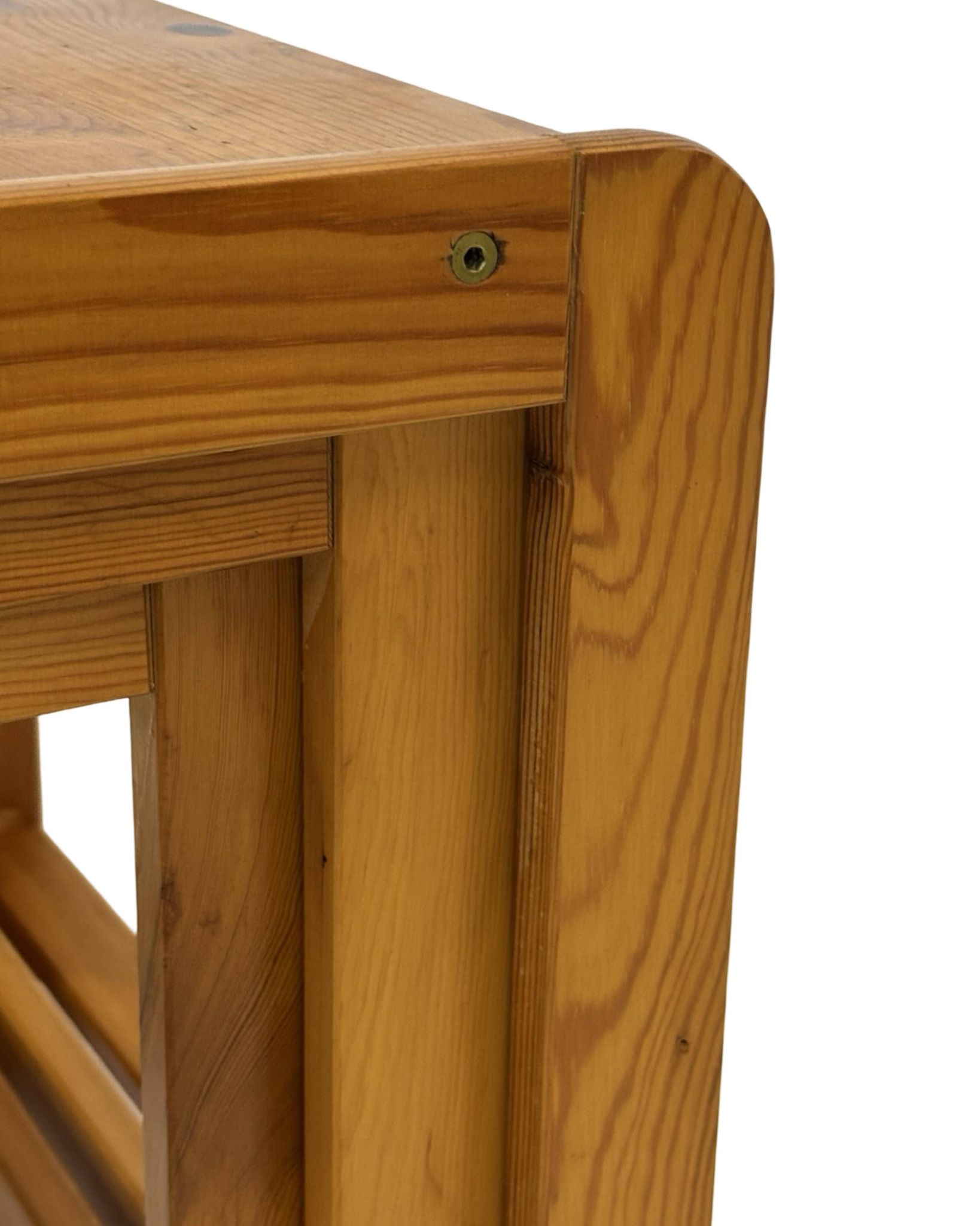 Vintage set of three pine side tables nesting tables nest of tables 1970s