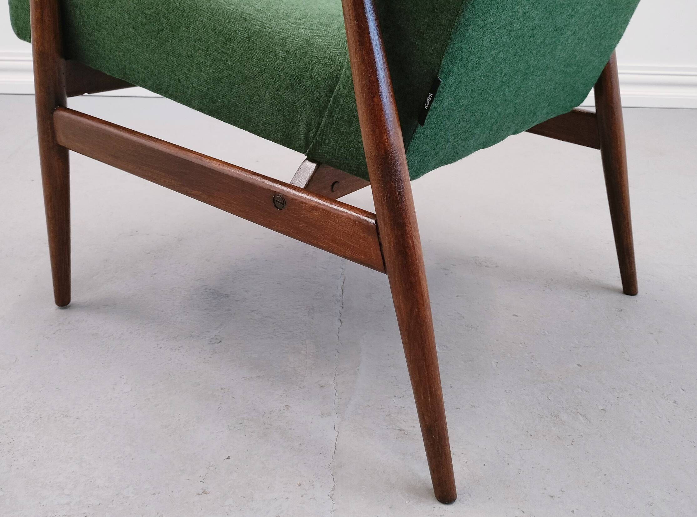 1960 Henryk Lis Mid Century Armchair in Green Tweed