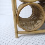 Bottle rack in wicker and rattan