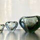 Ensemble de 3 vases en cristal Holmegaard en forme de cœur par Per Lutken