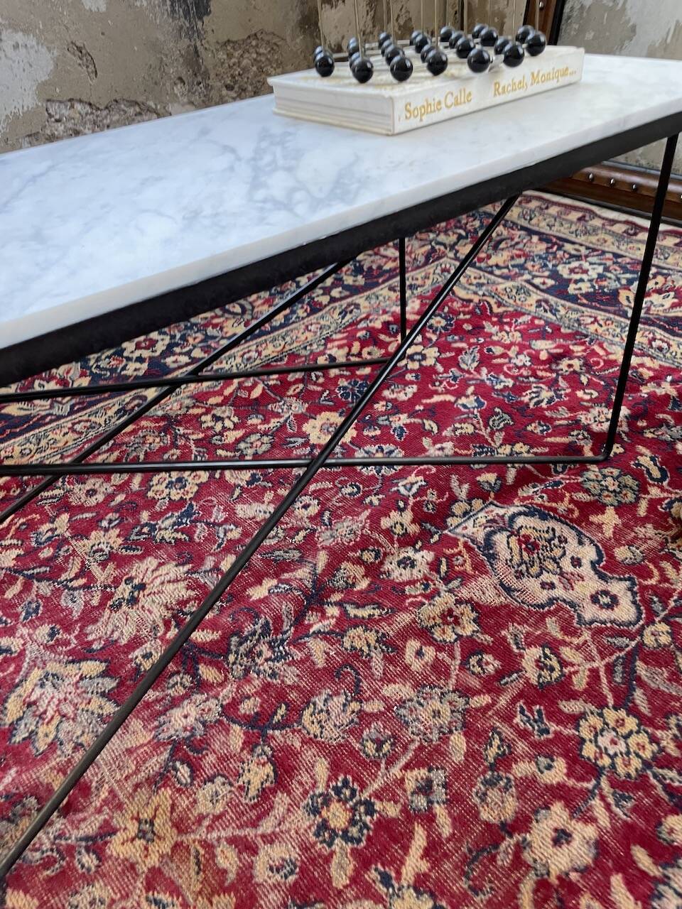 50s coffee table in metal and marble
