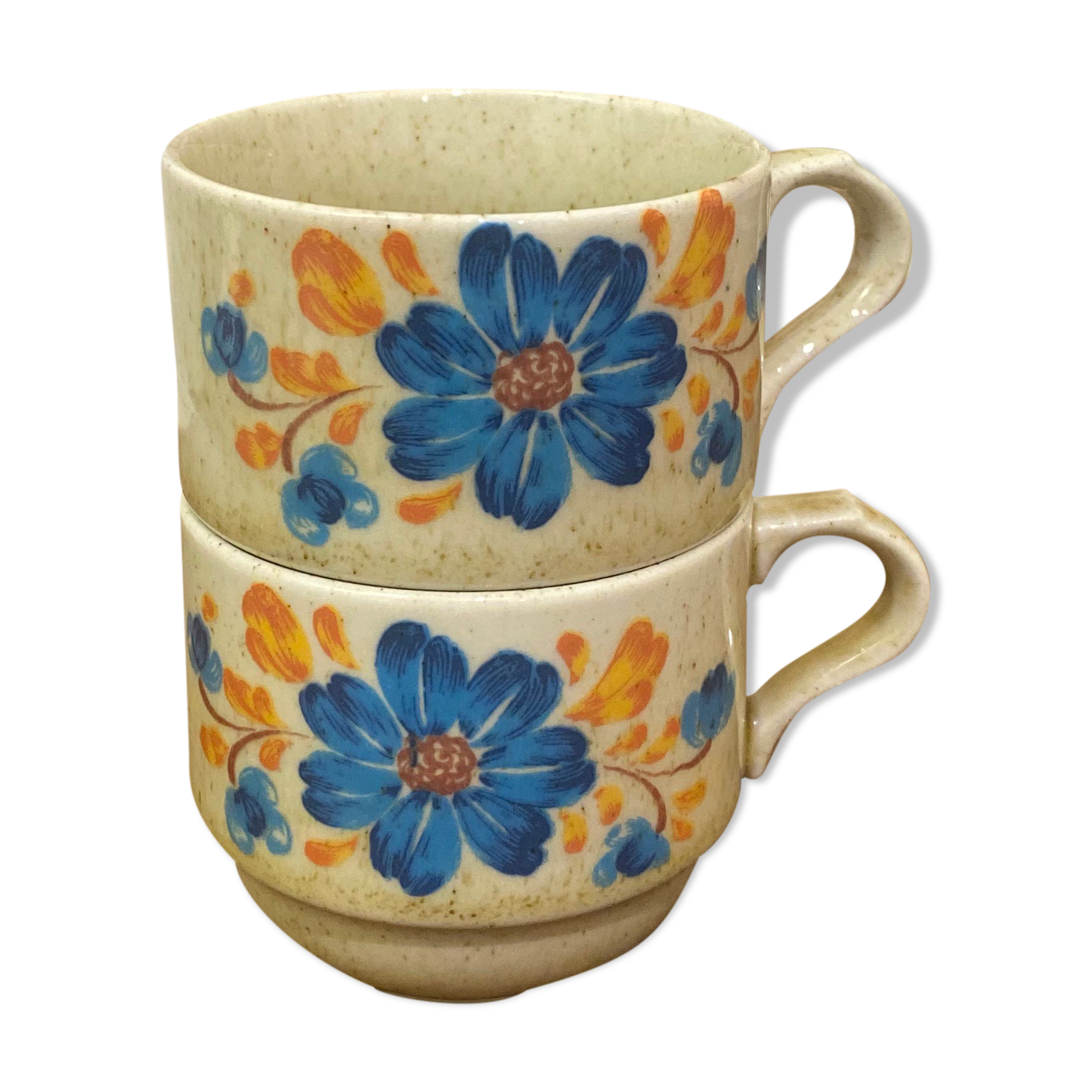 Tasses café cipa fleur bleue vintage