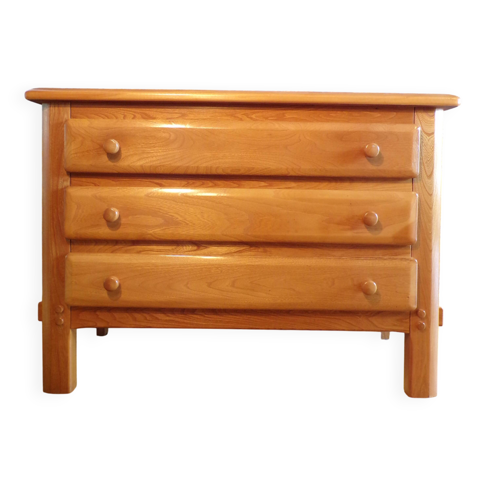 Elm chest of drawers 1970-80 3 drawers