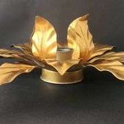Hollywood Regency Florentine Flower-Shaped Gilt Flush Mount Hans Kögl Italy