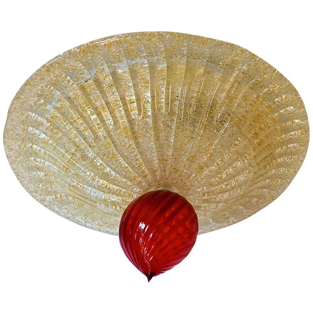 Plafonnier en verre de murano rouge
