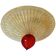 Lively gold-grid graniglia and red murano glass flush mount