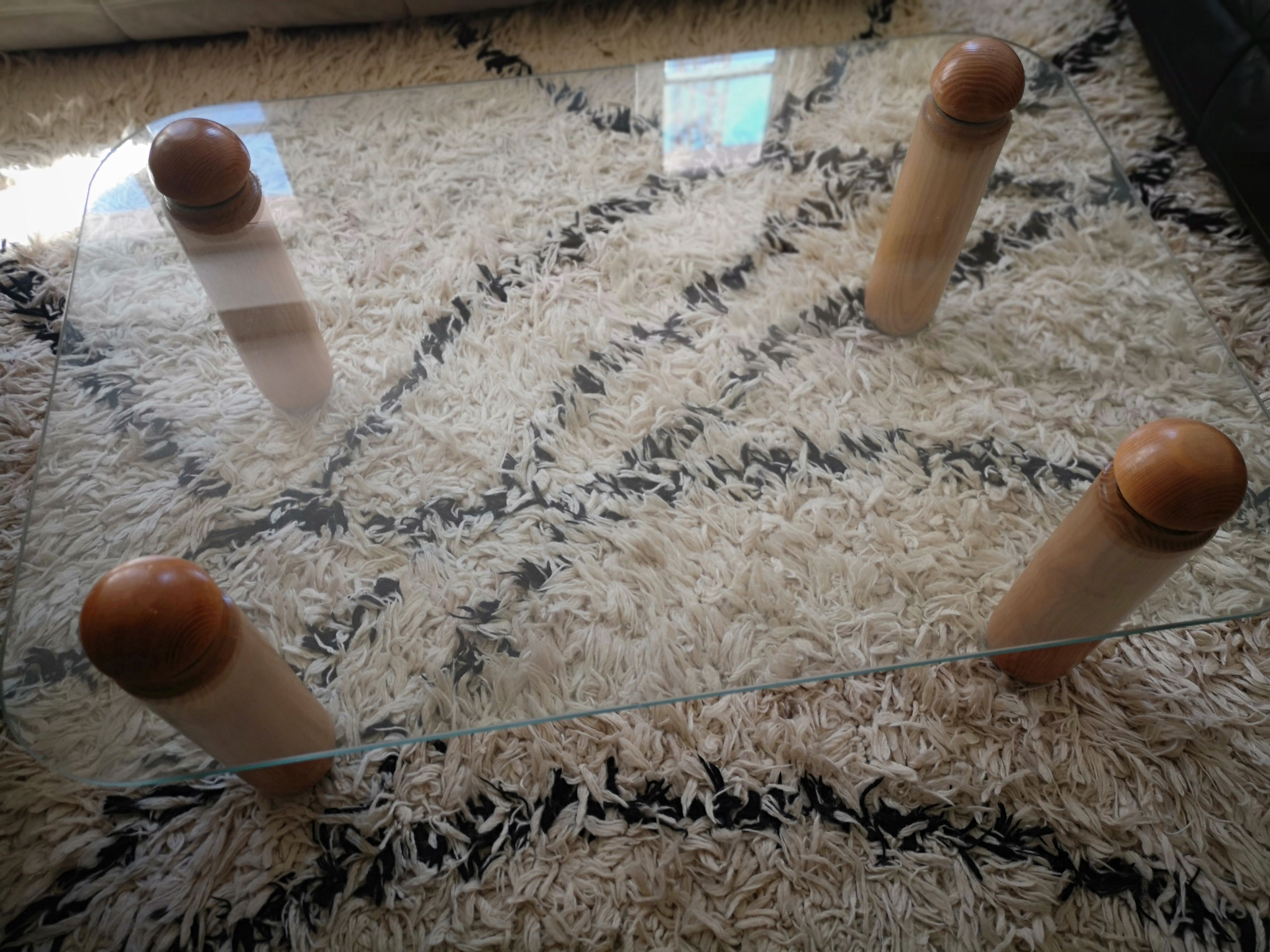 coffee table thick glass, italy 1970