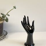 Handmade vintage black ceramic ring sizer vase