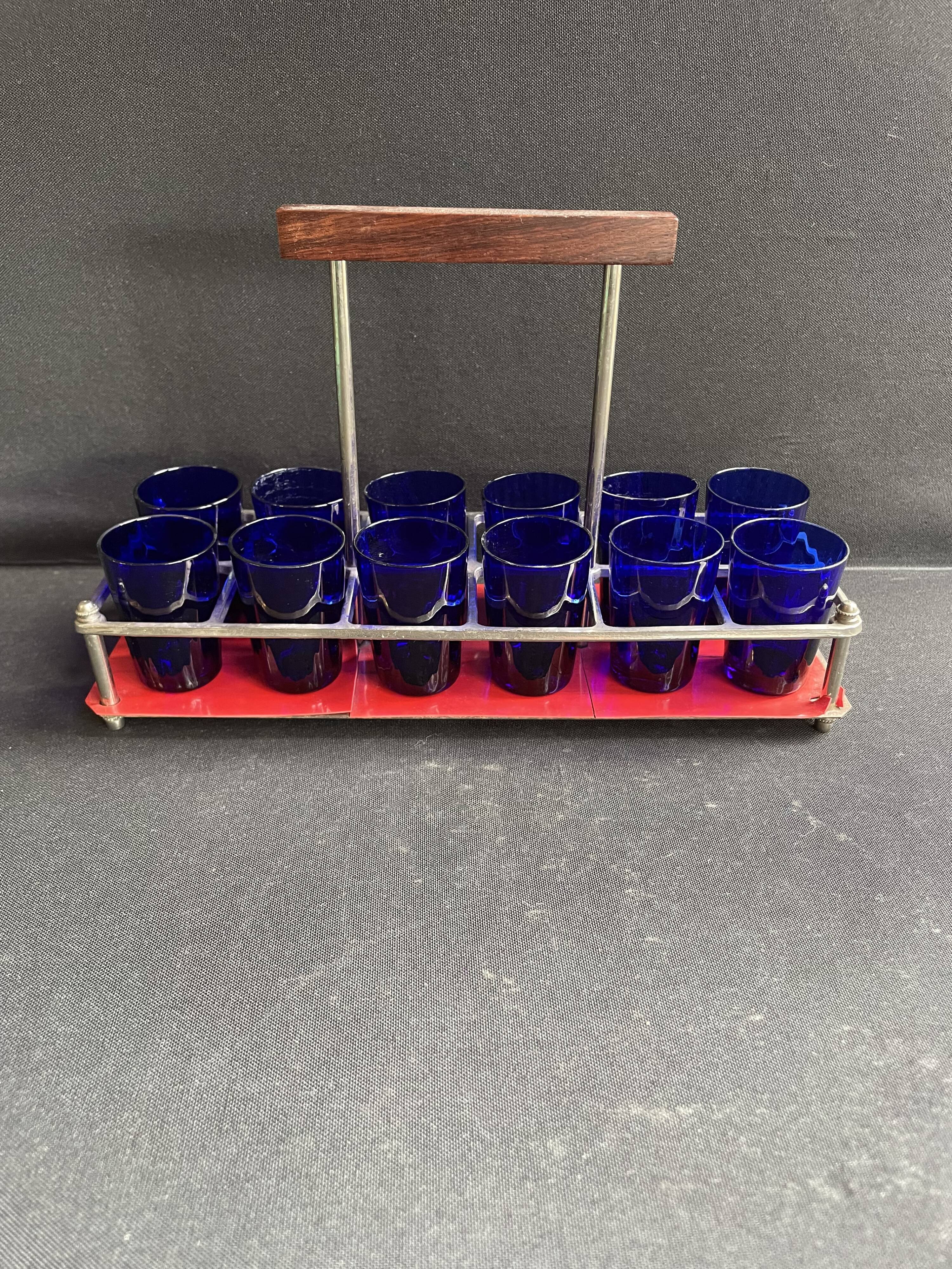Blue liqueur glass set