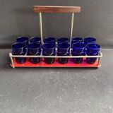 Blue liqueur glass set