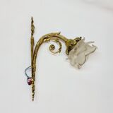 2 19th Century Gilt Bronze Wall Sconces with Molded Glass Globes in the Shape of