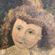 Tableau ancien "La fillette et le chien"