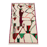 Moroccan Berber rug in cream wool, abstract patterns - 263x160 cm