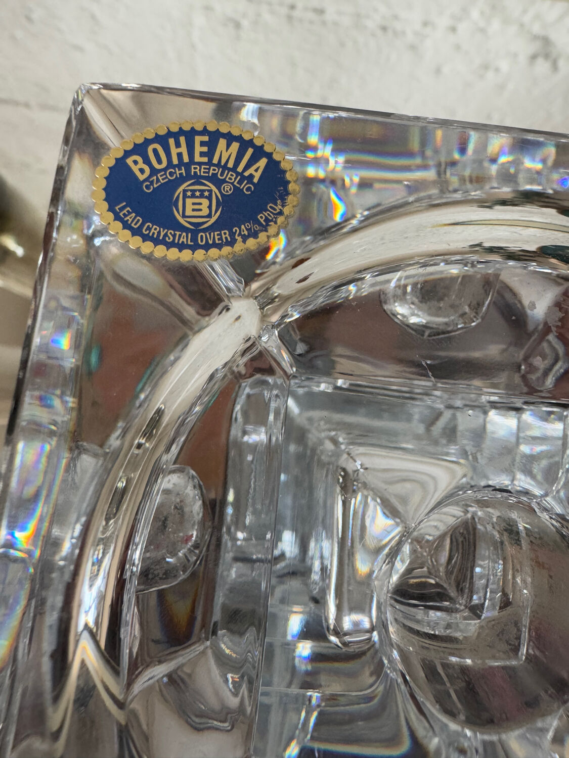 Bohemian crystal vase candlestick from the 1970s