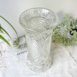Vintage glass vase with geometric pattern