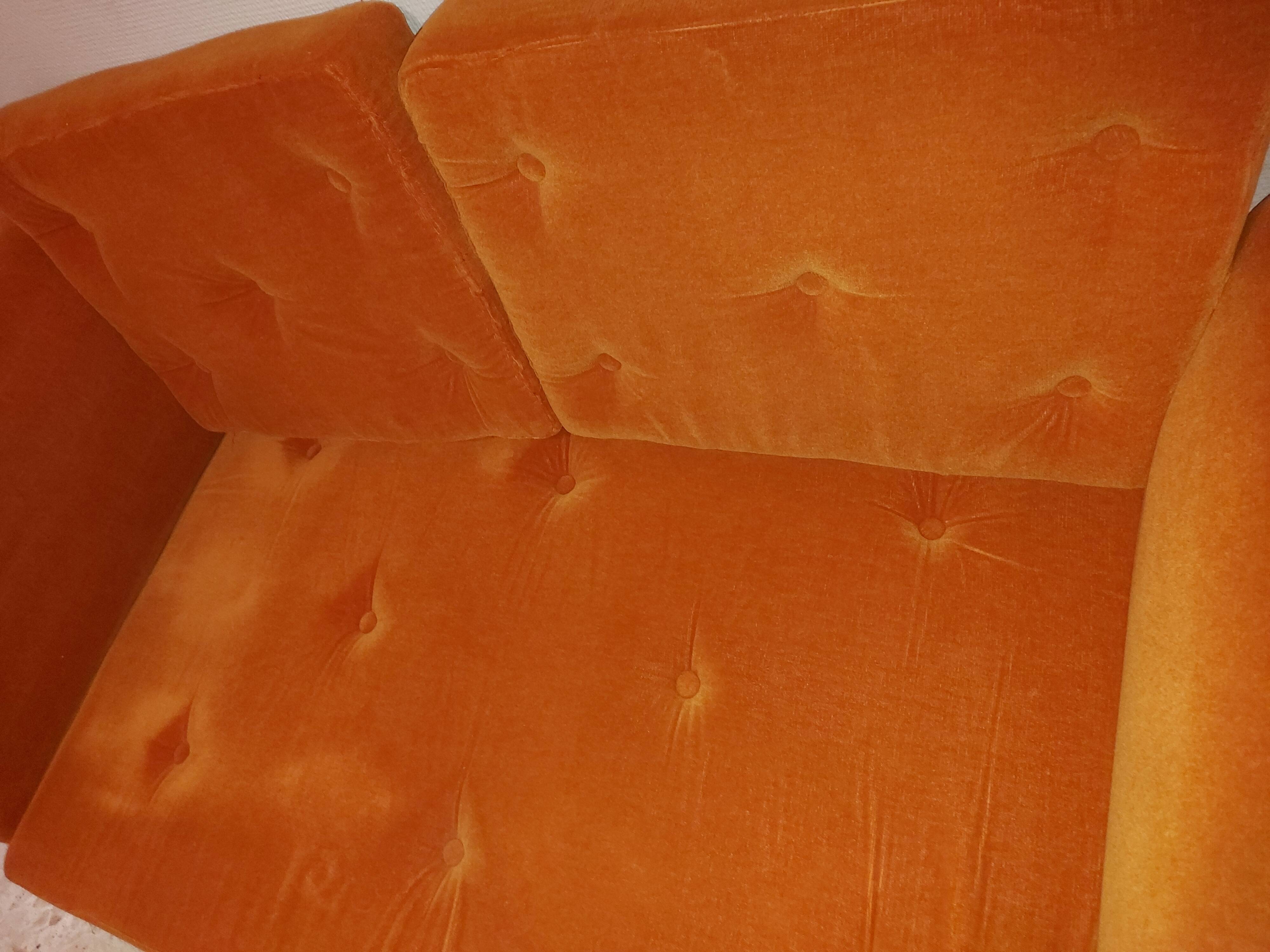Sofa, daybed art deco, orange velvet
