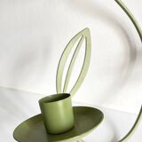 Wall Candle Holder, Green Metal Leaves