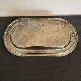 Oval silver plated metal dish with swan head handles