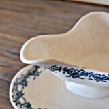 Longwy ironstone Rhodes sauceboat, late 19th century, blue decoration