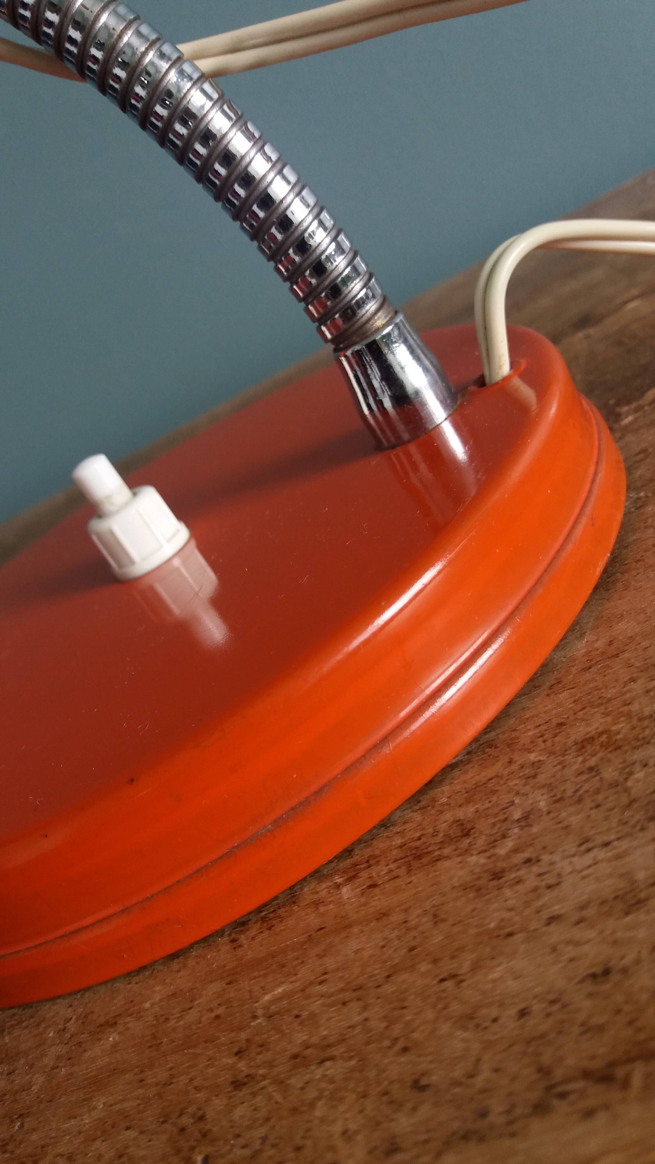 Lampe de bureau flexible années 70 orange