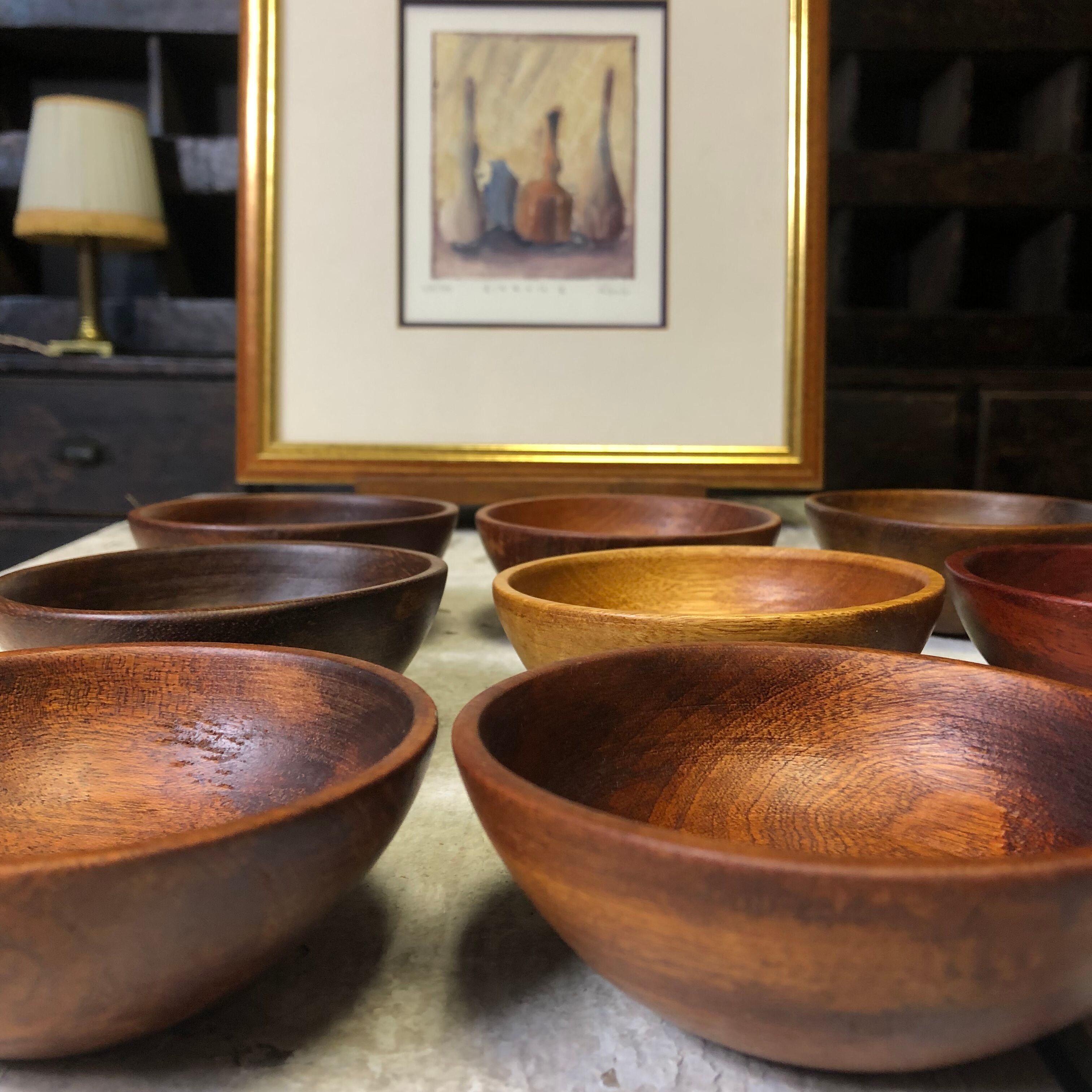 Set of 12 wooden bowls