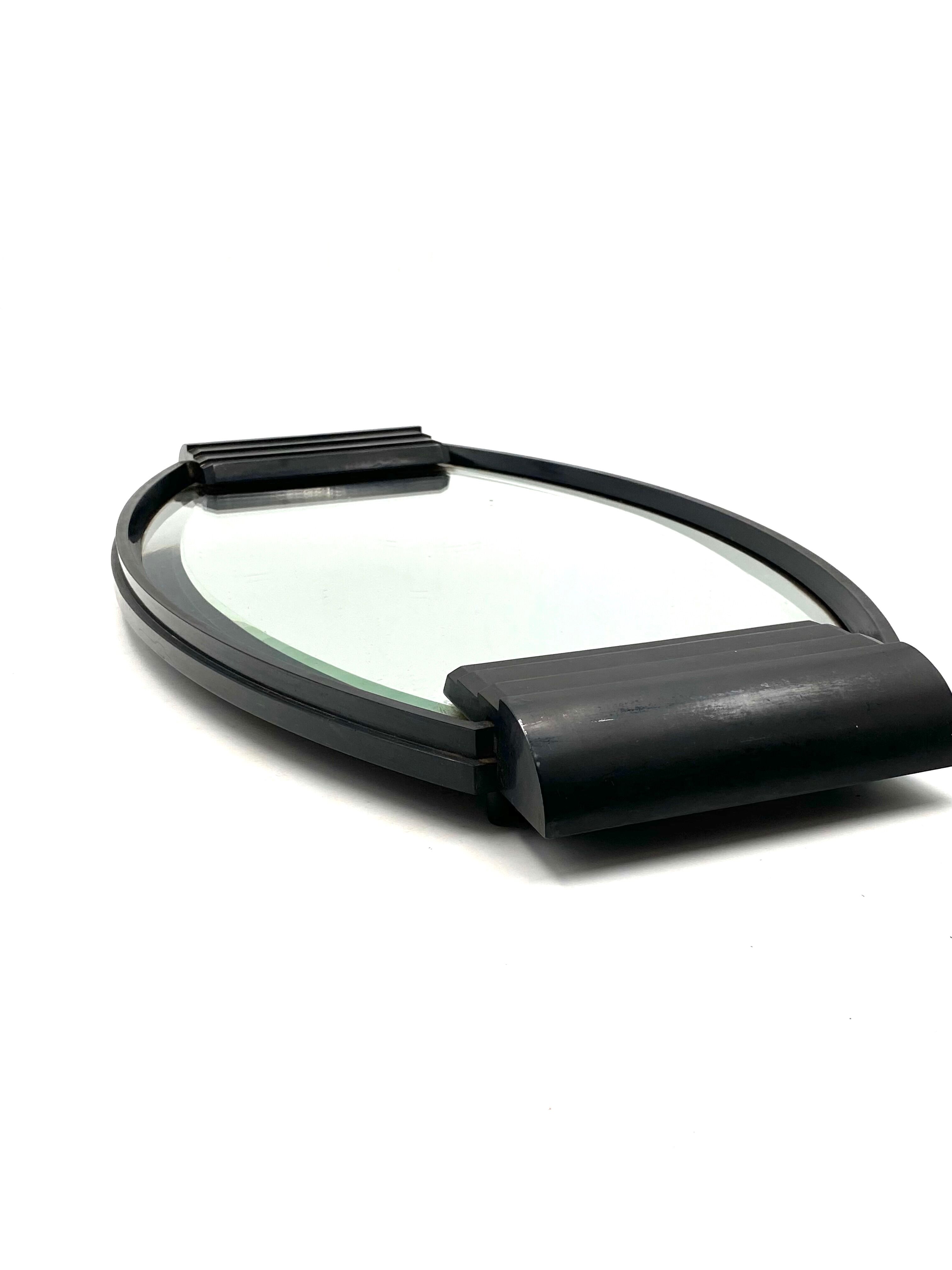 Art deco cubist bakelite mirrored tray, France 1930s