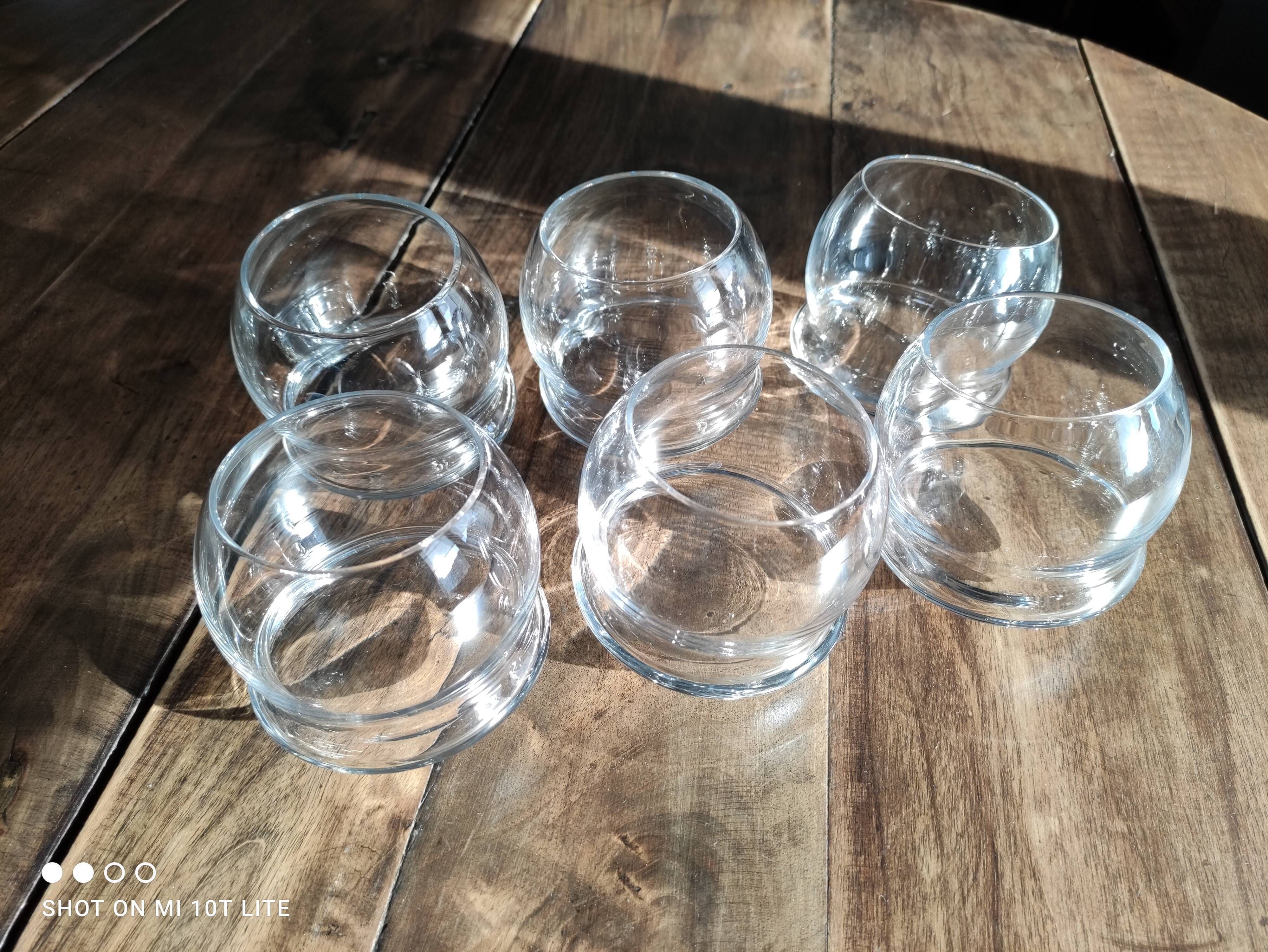 Set of 6 vintage culbuto glass whiskey glasses