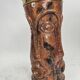 Sculptural copper umbrella stand with tribal faces, 1970s