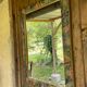 Wooden mirror, painted flower outline