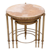 Hollywood Recency Nesting Tables Brass Onyx Marble France