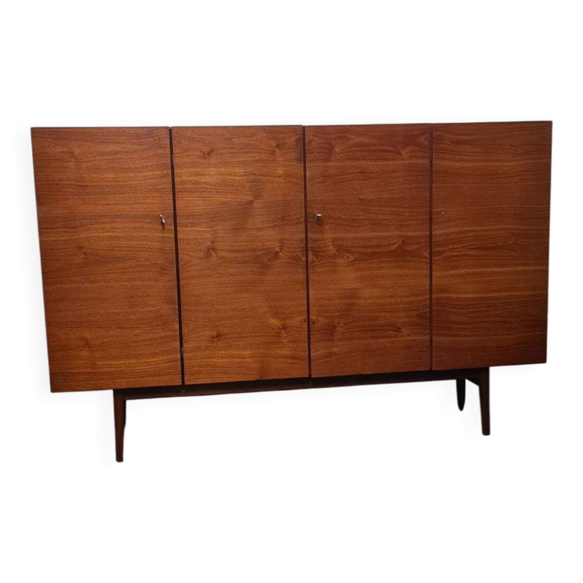 Vintage teak highboard with bar compartment