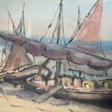 Aquarelle,  tableau vintage encadré, signé