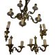 5-arm chandelier + 4 wall sconces MD bronze Louis XV style