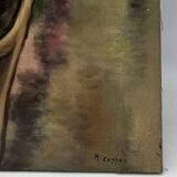 Élégante au chapeau Tableau signé
