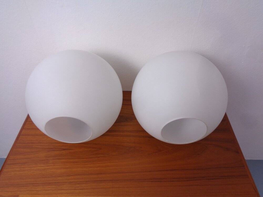 Opaline Glass Satellite Pendant Lamps by Vilhelm Wohlert for Louis Poulsen, 1960s, Set of 2