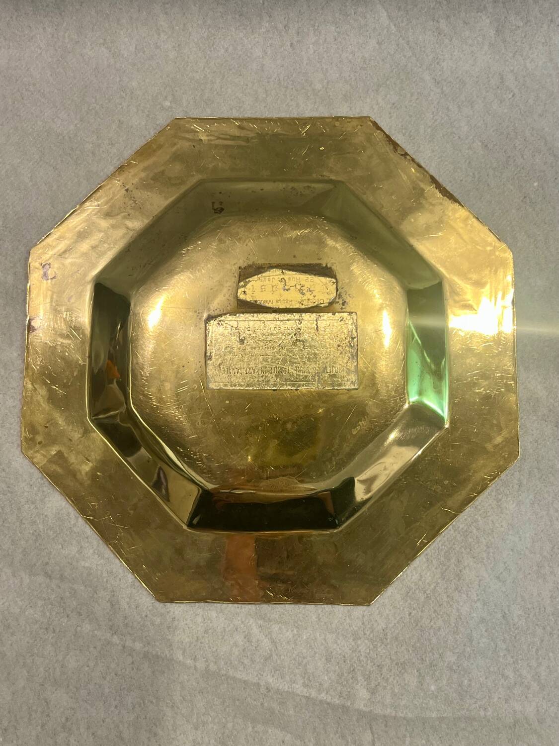 Octagonal brass plate