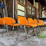 Set of 8 orange Castelli chairs