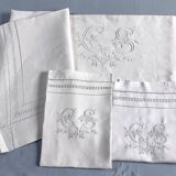 wedding set: sheet and 2 CS monogram pillowcases