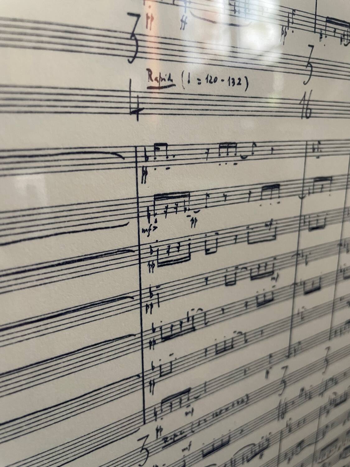 Rare framed lithograph of the score "Repons" by Pierre Boulez