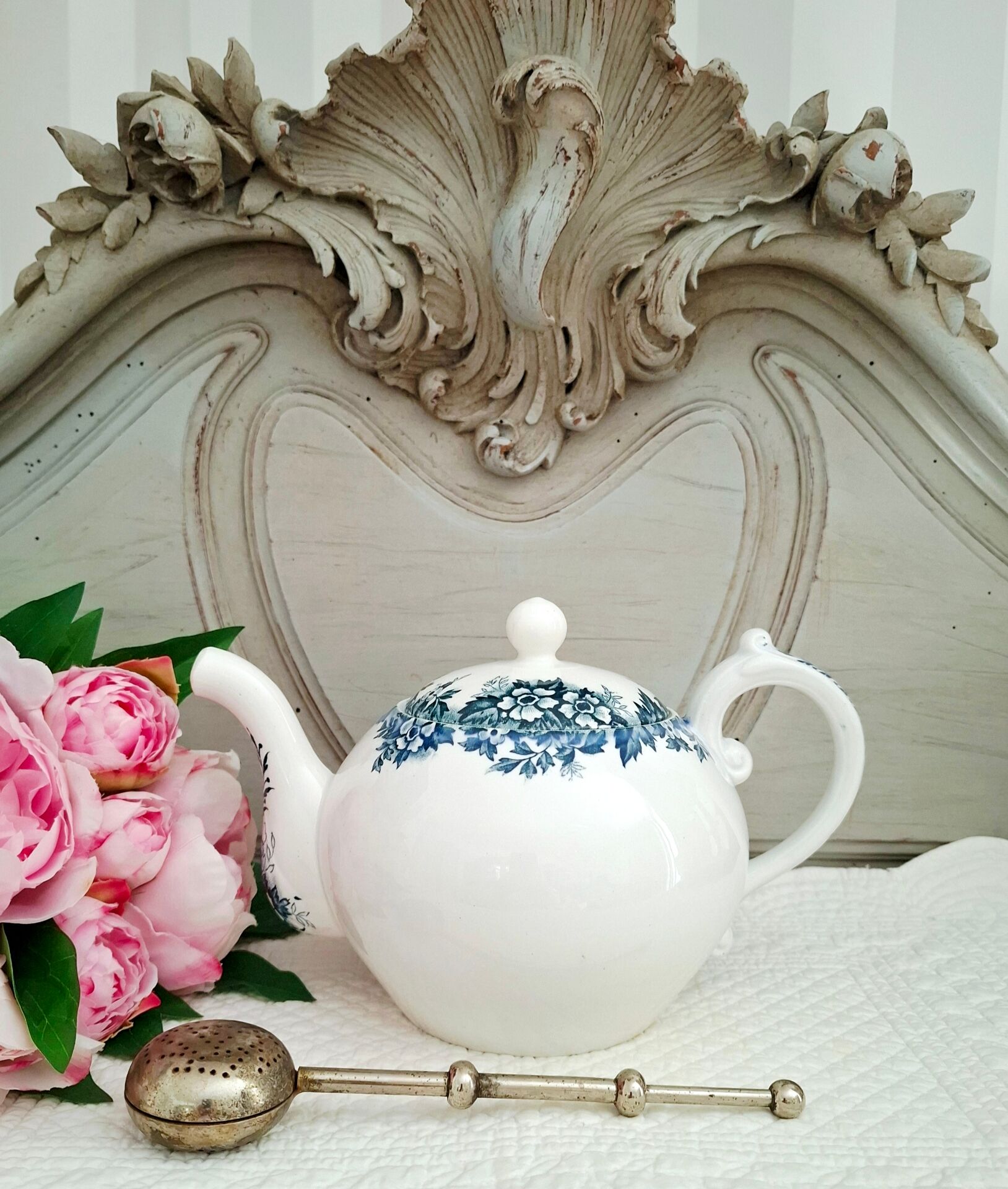 Antique teapot in ironstone pottery