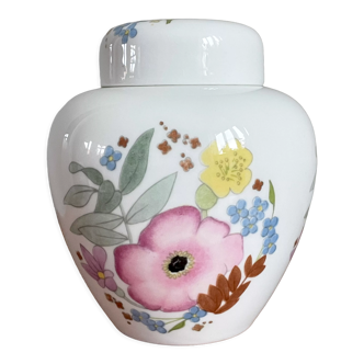 Wedgwood "Meadow Sweet" Ginger Jar, Bone China with Pink and Blue Flower Motif, Made in England