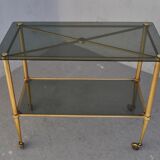 Serving style 1940 on gilded bronze smoked glass top
