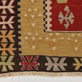 3x5 Red & Mustard Tribal Handmade Vintage Kilim Rug, 95x143Cm