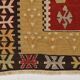 Tapis Kilim tribal vintage fait main rouge et moutarde 3x5, 95x143 cm