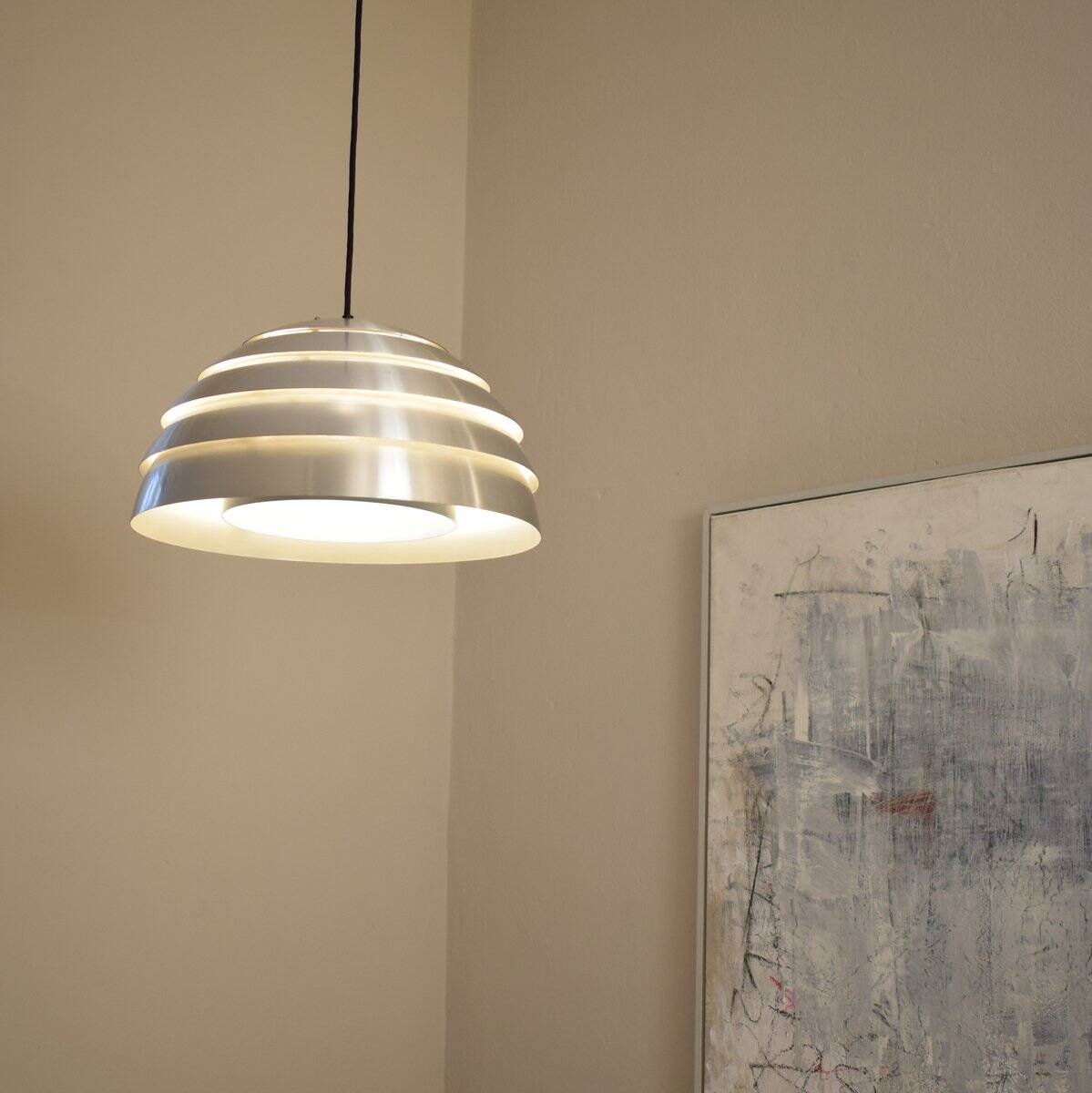 Mid-Century Swedish Chrome Pendant Lamp by Hans-Agne Jakobsson for Markaryd, 1960s