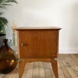 Bedside table in oak and brass 50s
